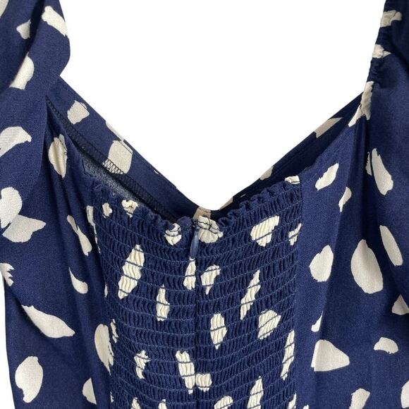 Reformation Cammi Long Sleeve Wrap Skirt Mini Dress Splatter Blue White Size 0 - Picture 8 of 10